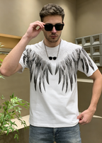 Men's Luxury Wing Print Rhinestone T-Shirt - Summer Streetwear Graphic Tee