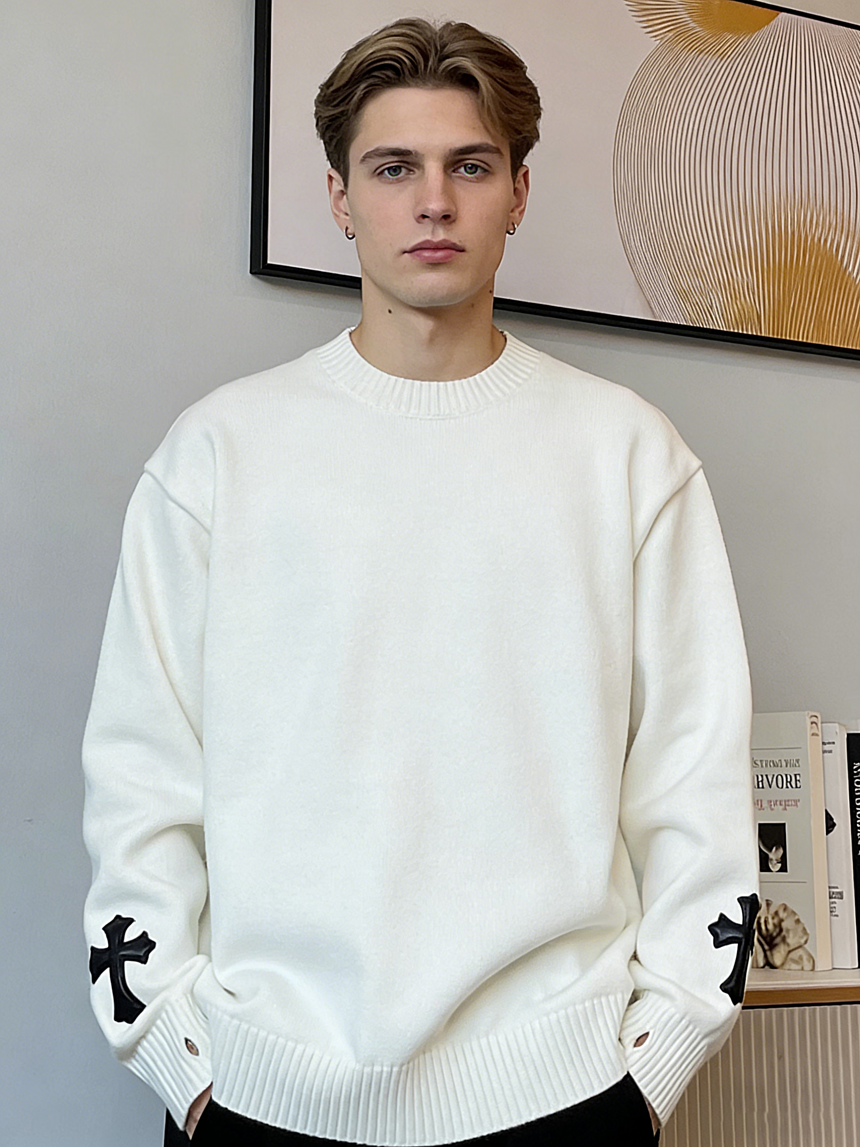 Comfortable and Stylish Crew Neck Pullover Knit Top