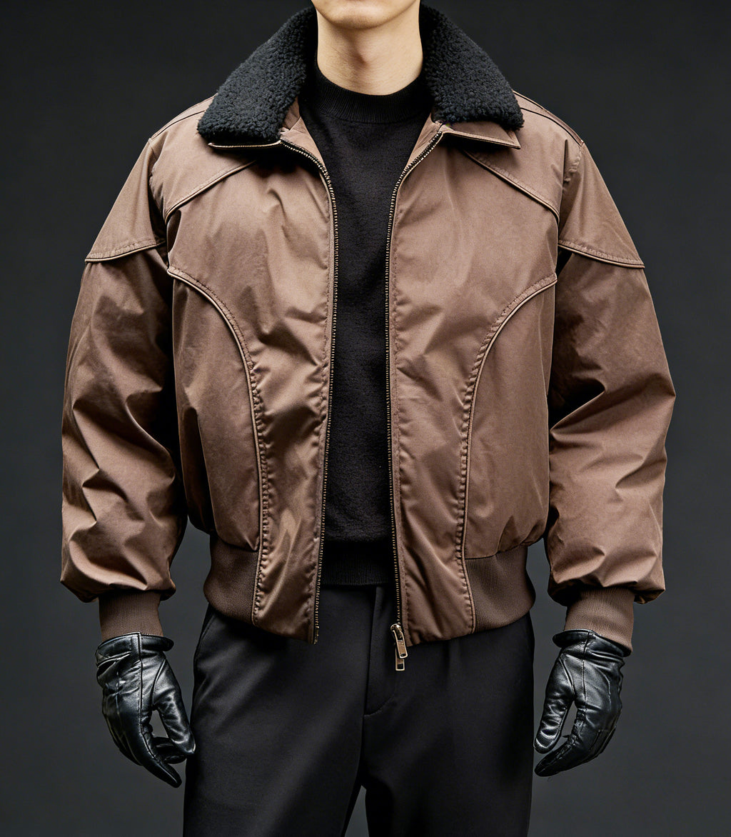 Vintage Lapel Warm Flight Jacket