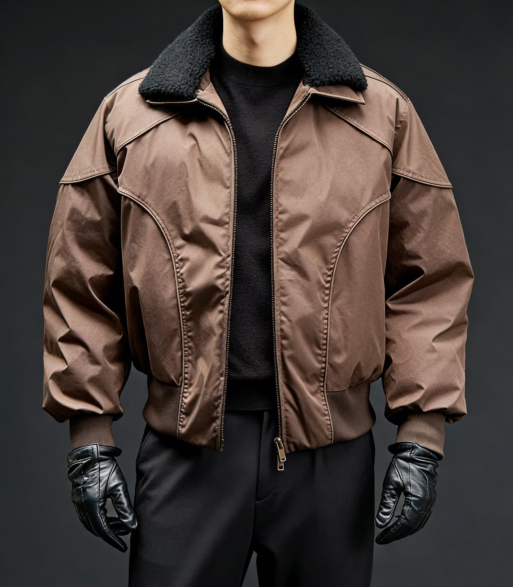 Vintage Lapel Warm Flight Jacket