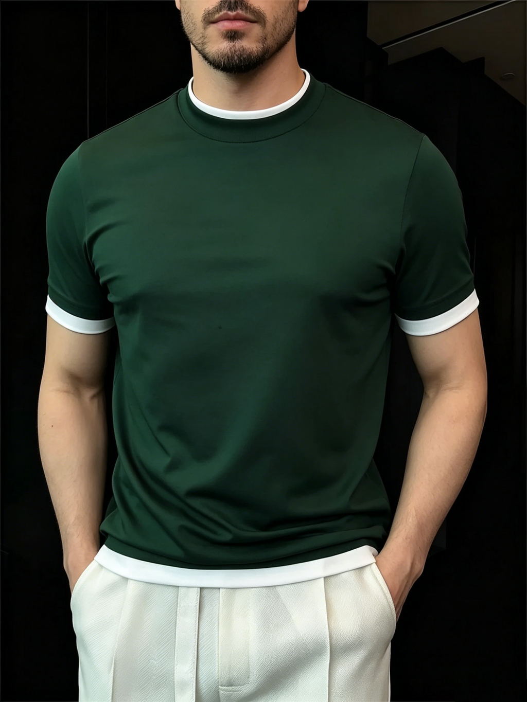 Men's Comfortable Faux Twinset Short-Sleeve T-Shirt
