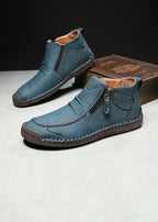 Men‘s Slip-On Leather Martin Boots – Round Toe, Casual, Breathable & Durable