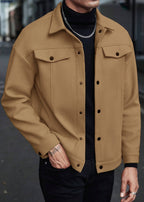 Mens Wool-Blend Collar Jacket – Fall/Winter Casual Business Sport Outerwear