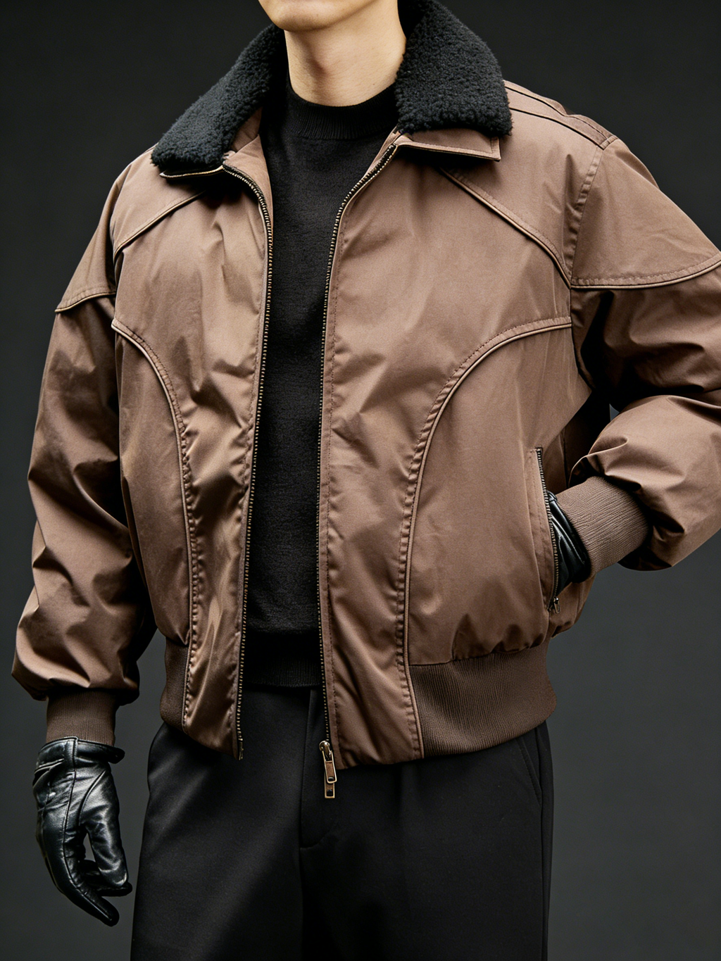 Vintage Lapel Warm Flight Jacket