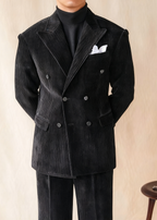 Naples Double-Breasted Corduroy Suit Jacket for Men – Winter Business & Casual Italian Lapel