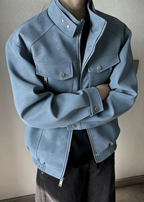 Men’s Casual Moto-Style Faux Leather Jacket – Stand Collar Spring/Autumn Trend Coat