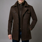 Men’s Winter Wool Blend Double‑Collar Overcoat – Business & Everyday Cold‑Weather Coat