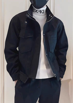 Men’s Suede-Touch Stand Collar Workwear Jacket – Trendy Street Style Spring/Fall Outerwear