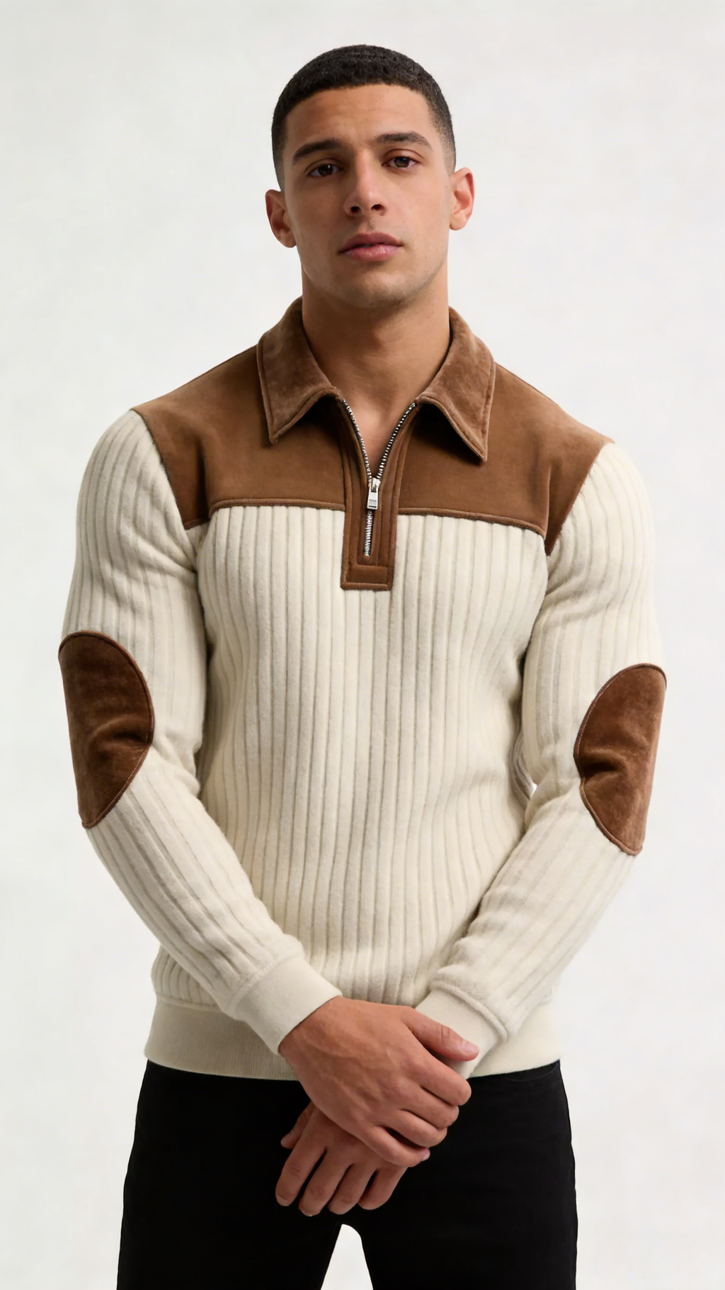 Men’s Half-Zip Lapel Pullover Sweatshirt