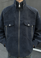 Men’s Casual Moto-Style Faux Leather Jacket – Stand Collar Spring/Autumn Trend Coat