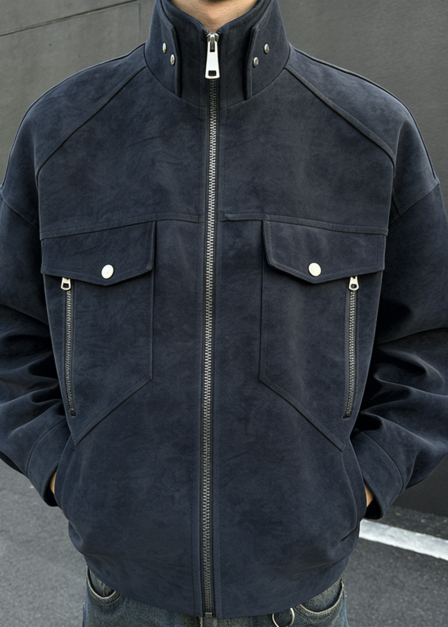 Men’s Casual Moto-Style Faux Leather Jacket – Stand Collar Spring/Autumn Trend Coat