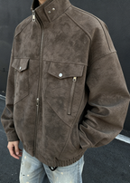 Men’s Casual Moto-Style Faux Leather Jacket – Stand Collar Spring/Autumn Trend Coat