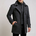 Men’s Winter Wool Blend Double‑Collar Overcoat – Business & Everyday Cold‑Weather Coat