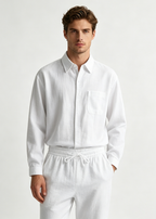 Men's 2-Piece Linen Outfits Casual Long Sleeve Button Down Shirt and Pants Set Beach Vacation Suits
