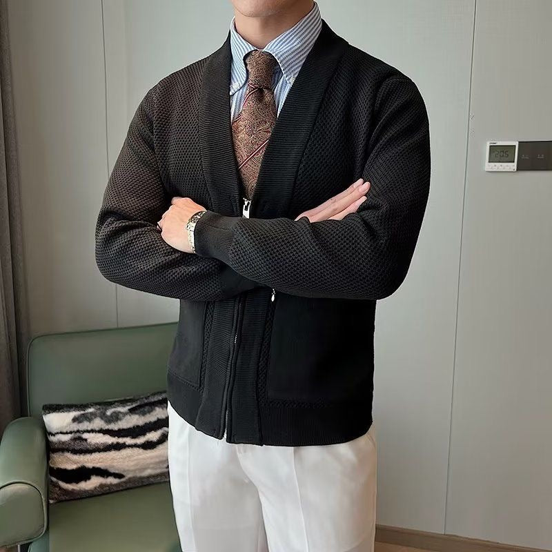 Zipper Pocket Knit Cardigan Jacket