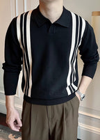 Men’s Polo Collar Knitted Sweater – Premium Fall/Winter Business Casual Pullover