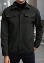 Mens Wool-Blend Collar Jacket – Fall/Winter Casual Business Sport Outerwear