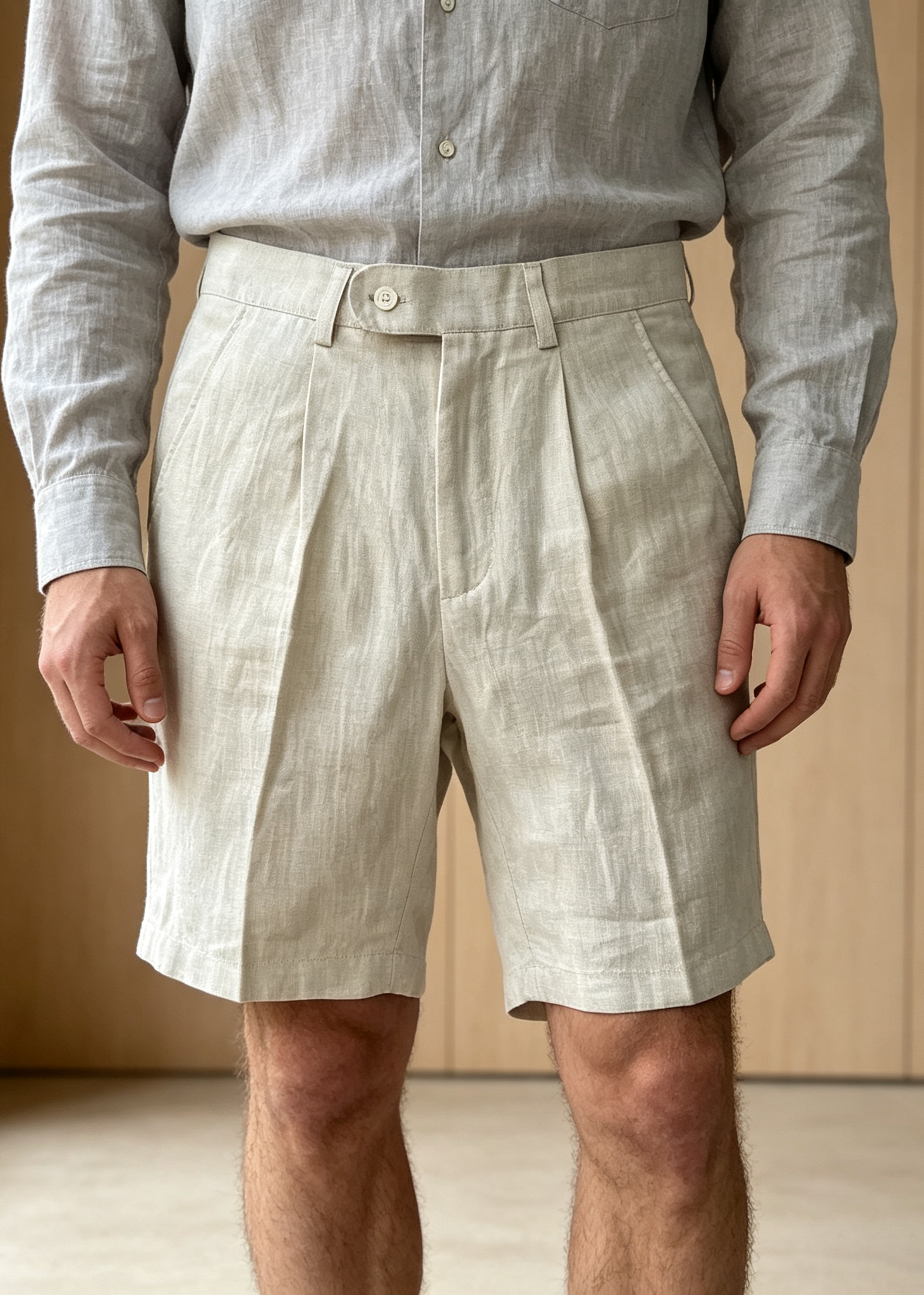 Men's Old Money Linen Blend Shorts - Relaxed Fit Pleated Casual Summer Shorts