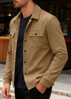 Men's Heavyweight Fleece-Lined Shacket – European Fit Tailored Winter Jacket