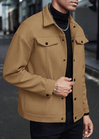 Mens Wool-Blend Collar Jacket – Fall/Winter Casual Business Sport Outerwear