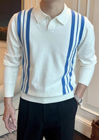 Men’s Polo Collar Knitted Sweater – Premium Fall/Winter Business Casual Pullover