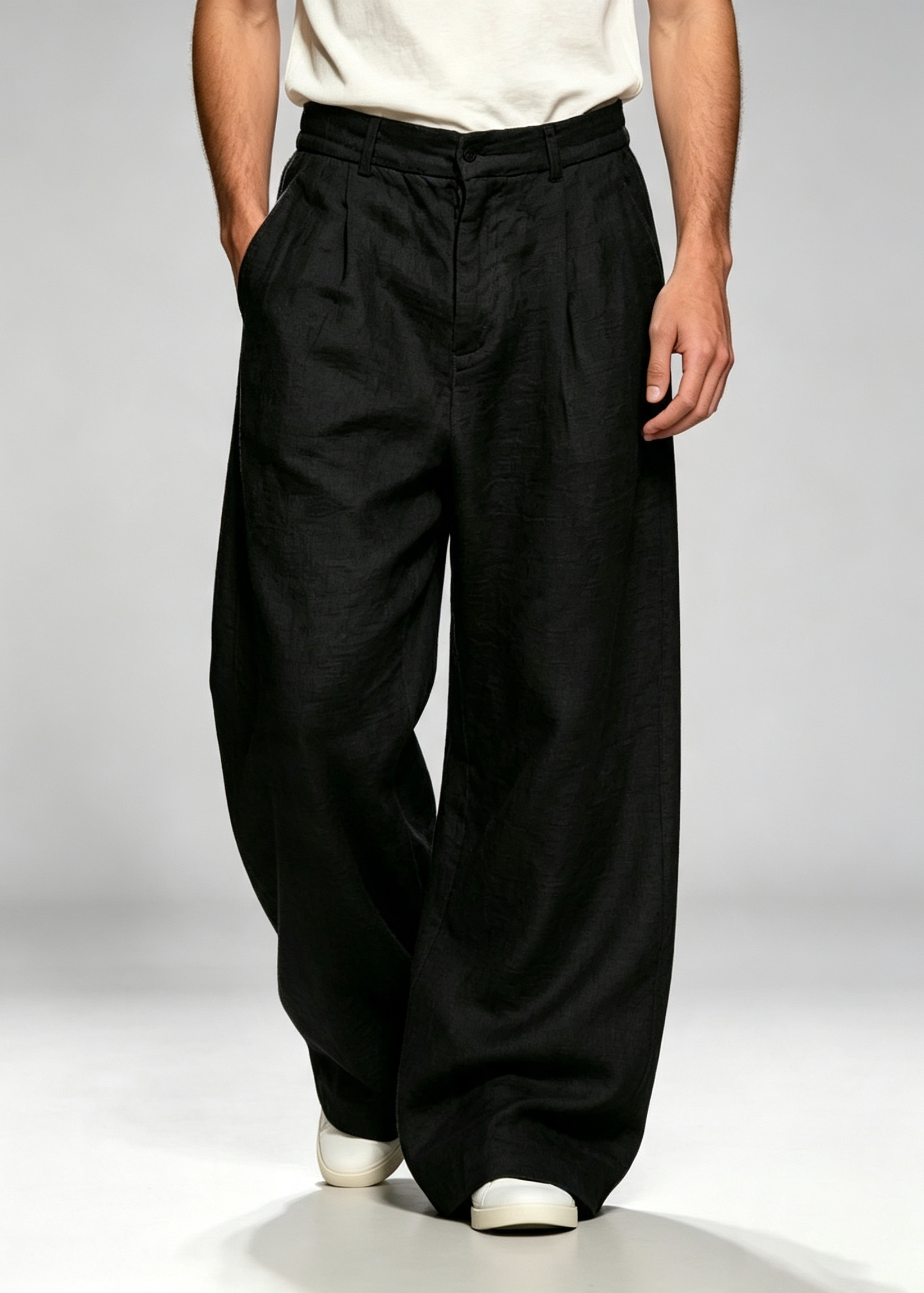 Men's Old Money Linen Wide Leg Trousers | Breathable Casual Pants
