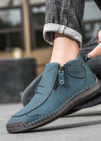 Men‘s Slip-On Leather Martin Boots – Round Toe, Casual, Breathable & Durable