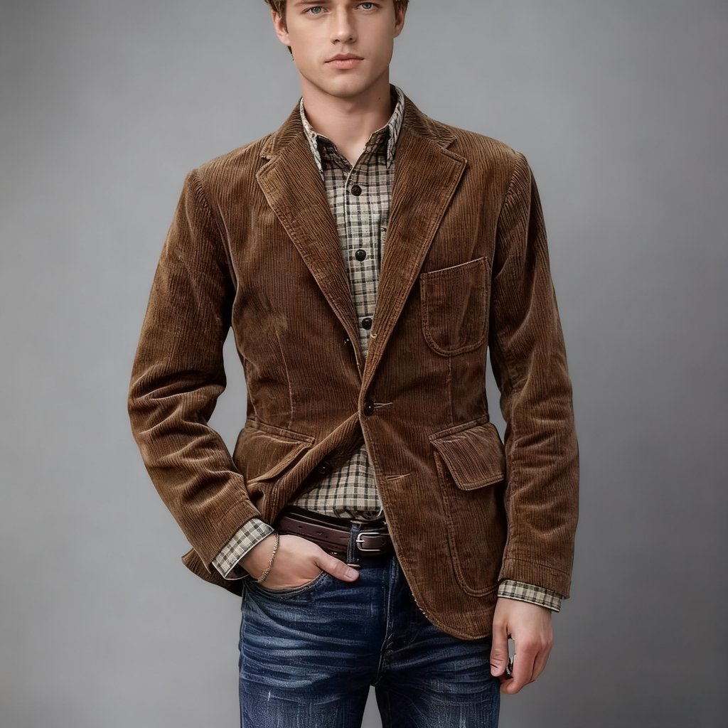 Corduroy Lapel Casual Jacket / Vest