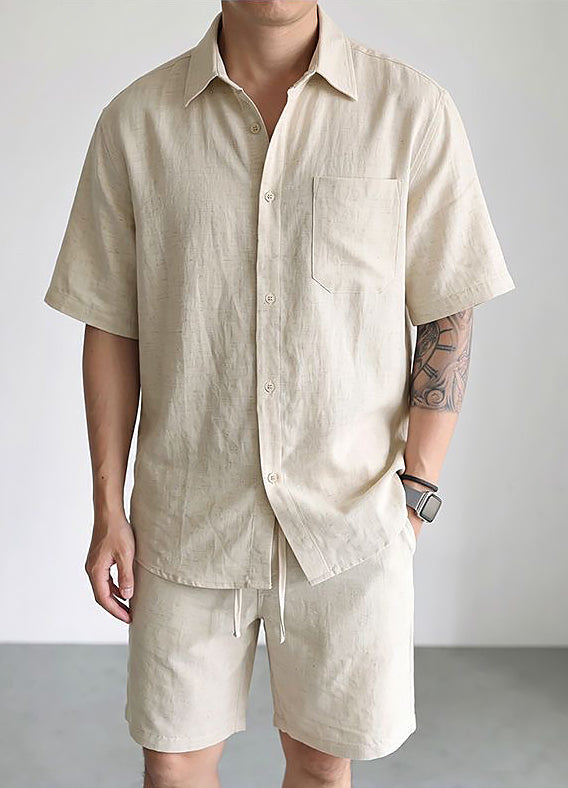 Men's Premium Linen-Look Short-Sleeve Shirt & Shorts Set