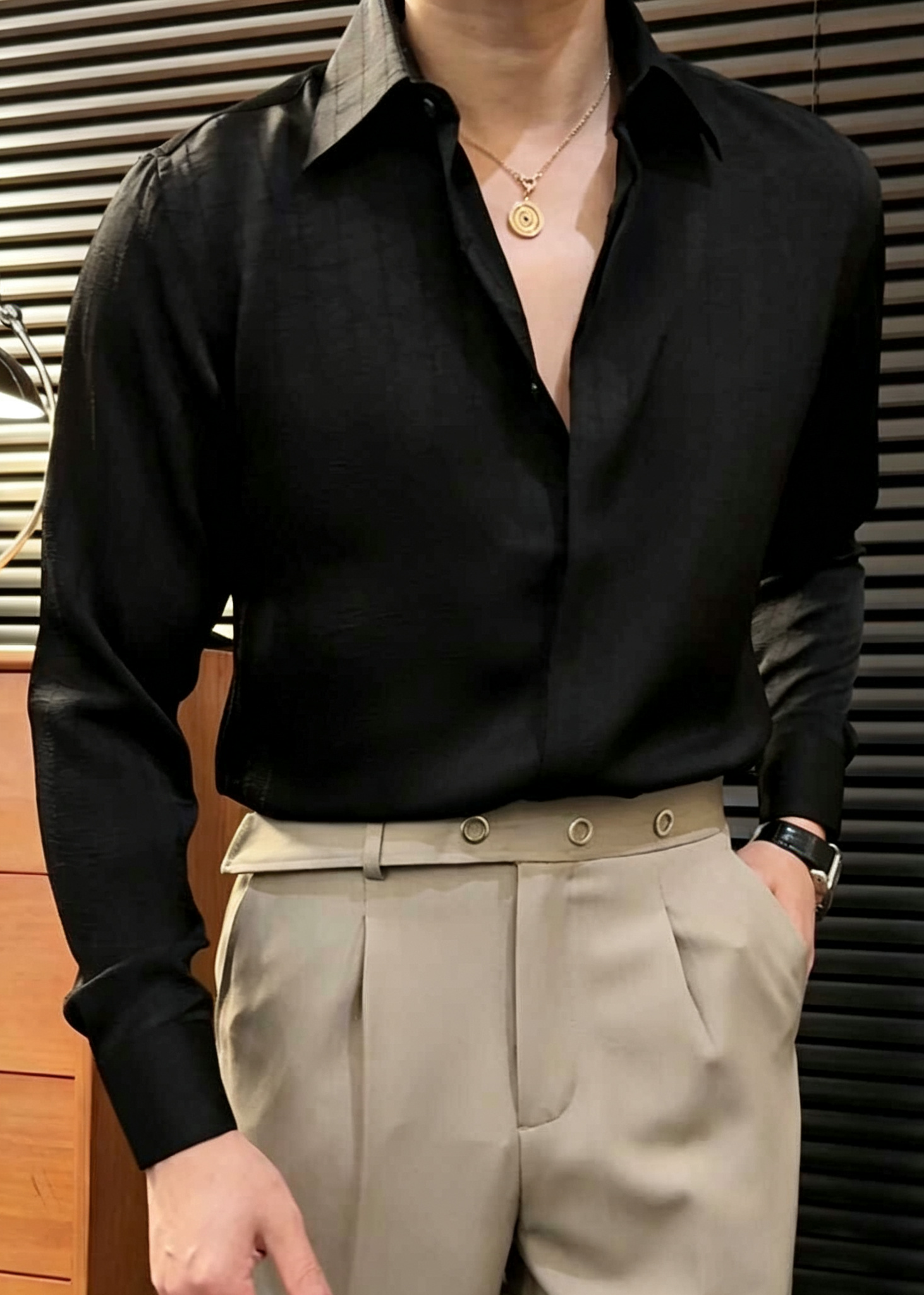 Men's Premium Textured Stripe Shirt – Luxury Casual Slim Fit Button Up Shirt