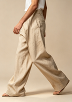 Men's Old Money Linen Wide Leg Trousers | Breathable Casual Pants