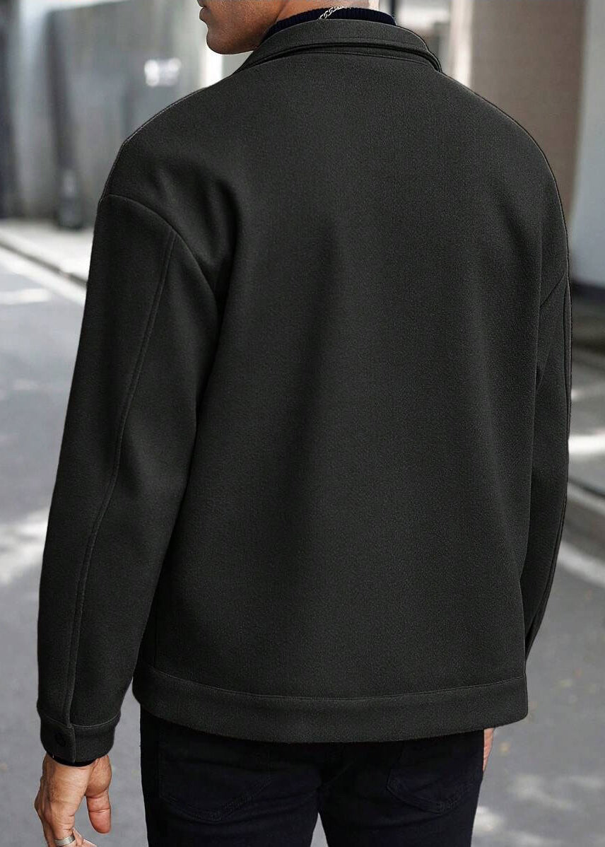 Mens Wool-Blend Collar Jacket – Fall/Winter Casual Business Sport Outerwear