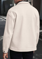 Mens Wool-Blend Collar Jacket – Fall/Winter Casual Business Sport Outerwear