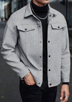 Mens Wool-Blend Collar Jacket – Fall/Winter Casual Business Sport Outerwear