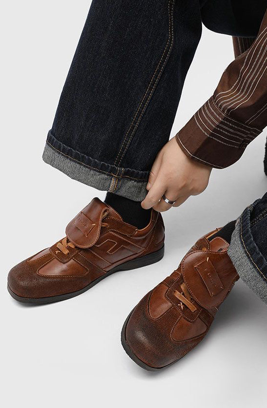 Flap Design Casual Leather Shoes