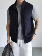 Men's Stand-Collar Textured Smart-Casual Business Vest