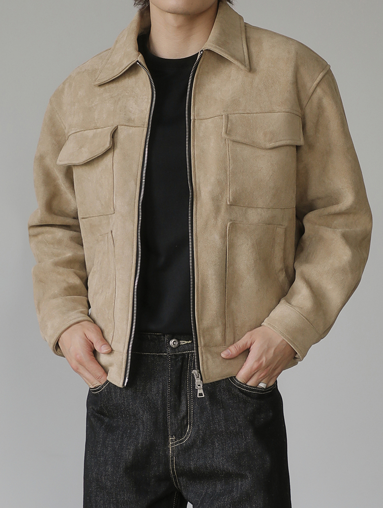 Suede Multi-Pocket Casual Jacket