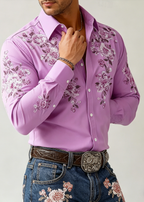 Men's Western Floral Heritage Slim-Fit Shirt - Premium 4-Way Stretch