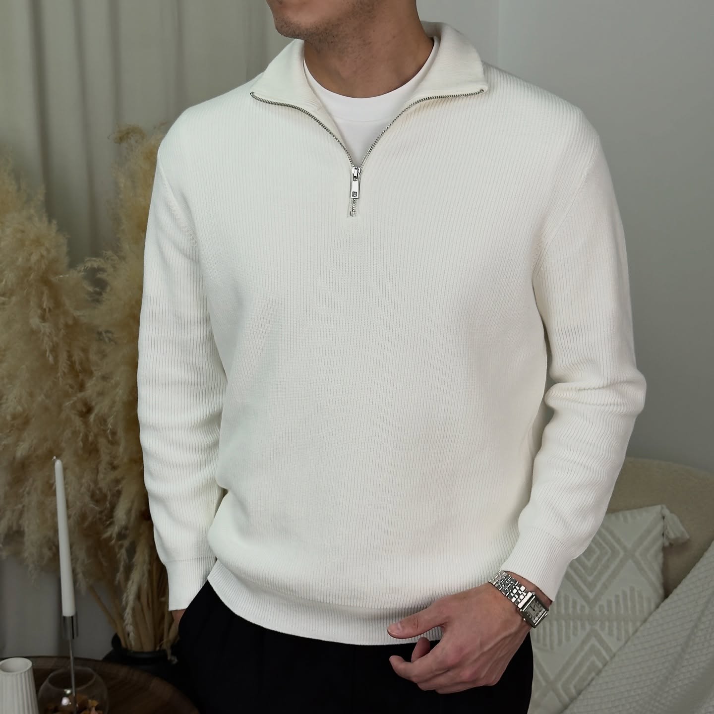 Half-Zip Pullover Knit Sweater