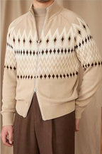 Fair Isle Knit Zip Cardigan