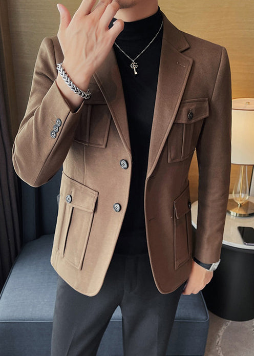 Men’s Wool-Blend Short Coat – Fall/Winter Korean Style Casual Tailored Jacket