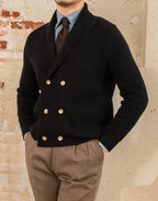 Double-Breasted Shawl Collar Knit Cardigan Jacket