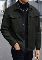 Mens Wool-Blend Collar Jacket – Fall/Winter Casual Business Sport Outerwear