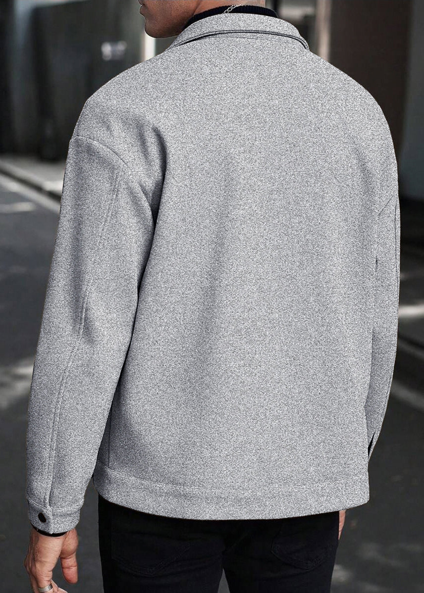 Mens Wool-Blend Collar Jacket – Fall/Winter Casual Business Sport Outerwear