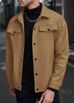 Mens Wool-Blend Collar Jacket – Fall/Winter Casual Business Sport Outerwear