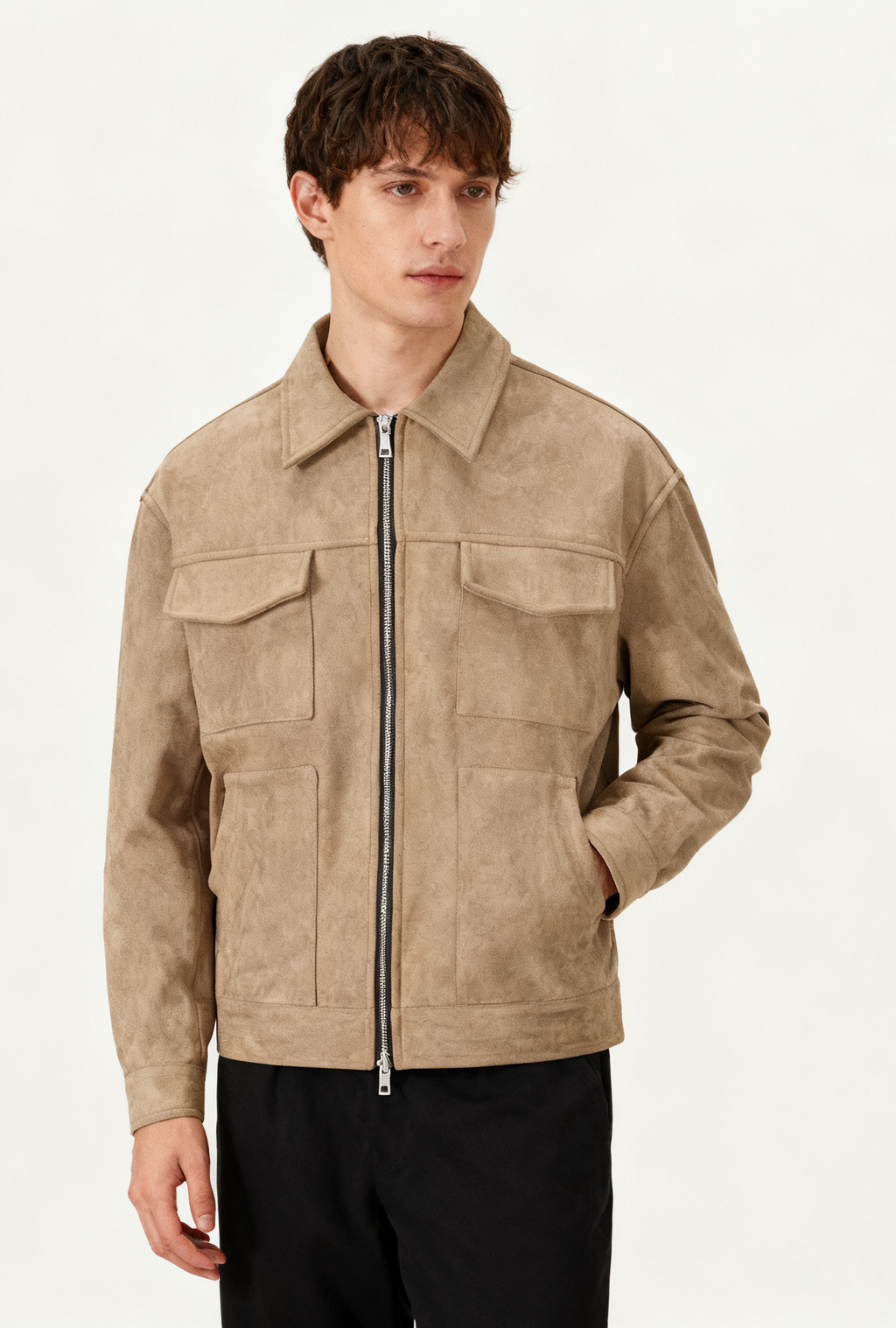 Suede Multi-Pocket Casual Jacket