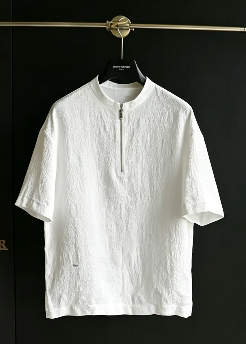 Men's Old Money Linen Half-Zip Short Sleeve Set – Luxury Summer Casual Outfit