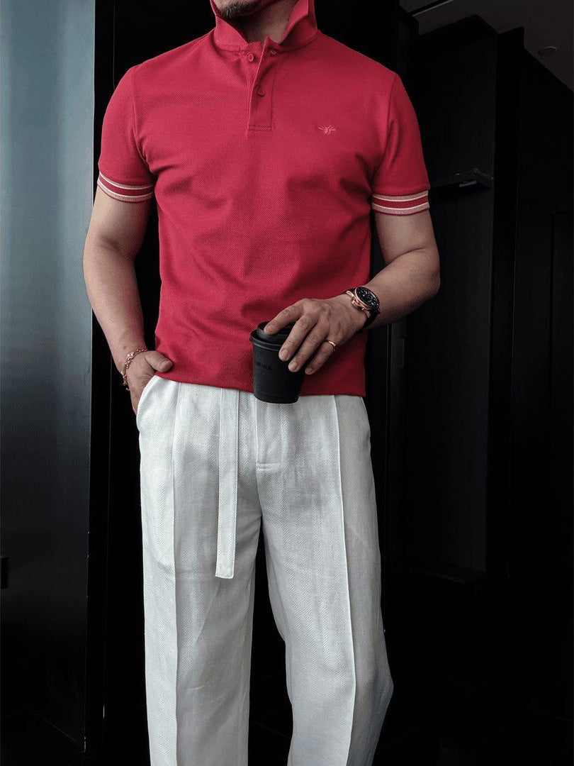 Men's High-Quality Breathable Little Bee Embroidered Polo Shirt