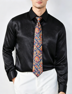 Premium Wrinkle-Textured Silky Long-Sleeve Shirt
