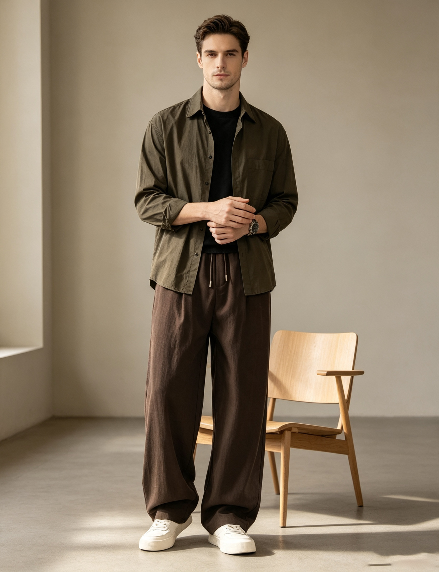 Men's Old Money Lyocell Tencel Straight-Leg Casual Trousers